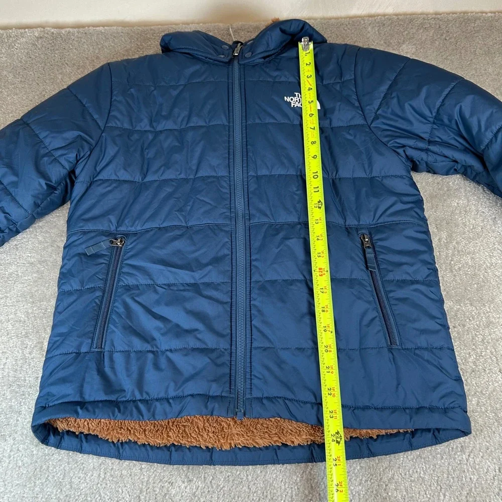 The North Face Reversible Mount Chimborazo Jacket Boys XL Navy Blue Brown Hooded